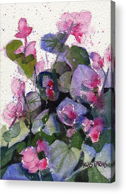 Kris Parins Acrylic Print featuring the painting My Annual Begonias by Kris Parins