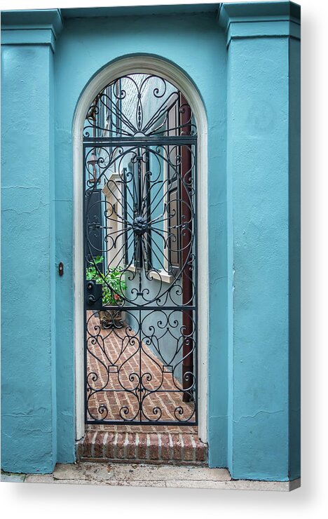 South Acrylic Print featuring the photograph Rainbow row street in charleston south carolina scenery and hist #6 by Alex Grichenko