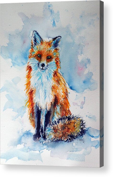 Red Fox Acrylic Print featuring the painting Red fox #6 by Kovacs Anna Brigitta