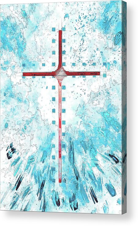 Jesus Acrylic Print featuring the digital art A blue sky by Payet Emmanuel