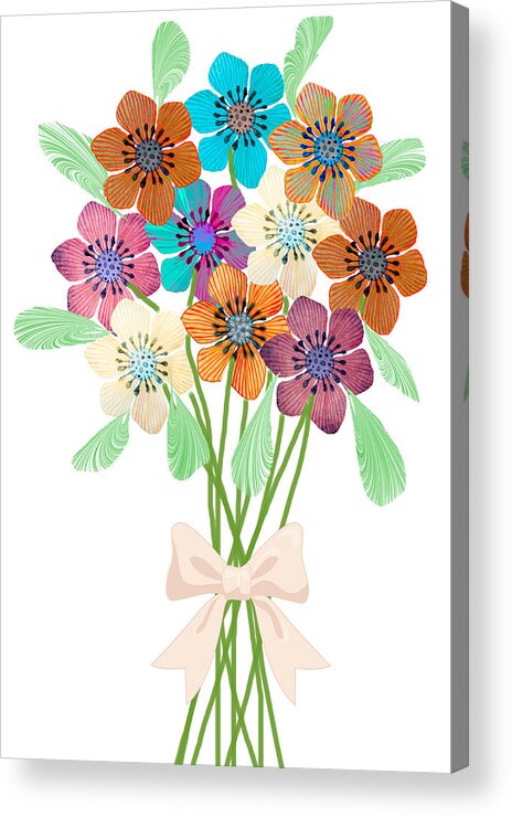 Bouquet Acrylic Print featuring the digital art A Bouquet for You by Rosalie Scanlon