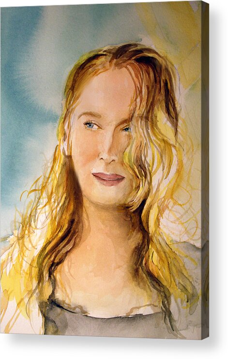 Meryl Streep Acrylic Print featuring the painting A little bit of Meryl by Allison Ashton