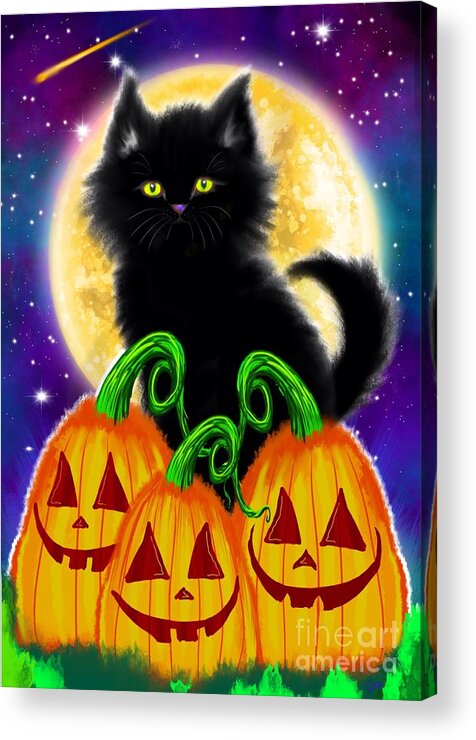 Cat Acrylic Print featuring the painting A Spooky Cat Night by Nick Gustafson