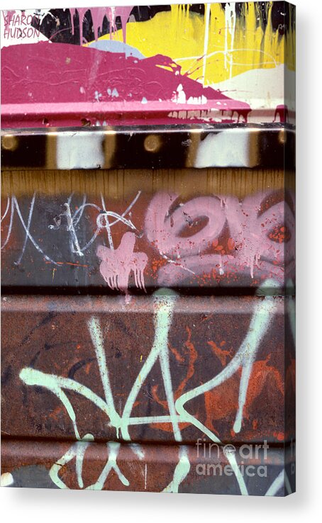 Abstract Acrylic Print featuring the photograph abstract cities photography - Designer Dumpster by Sharon Hudson