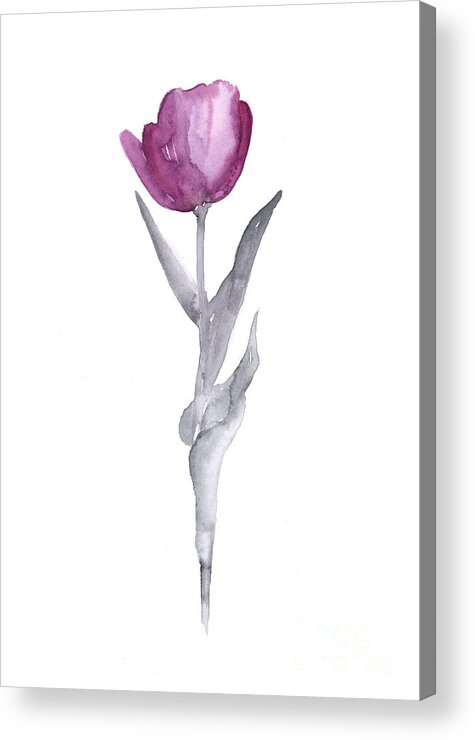 Tulip Acrylic Print featuring the painting Abstract tulip flower watercolor painting by Joanna Szmerdt