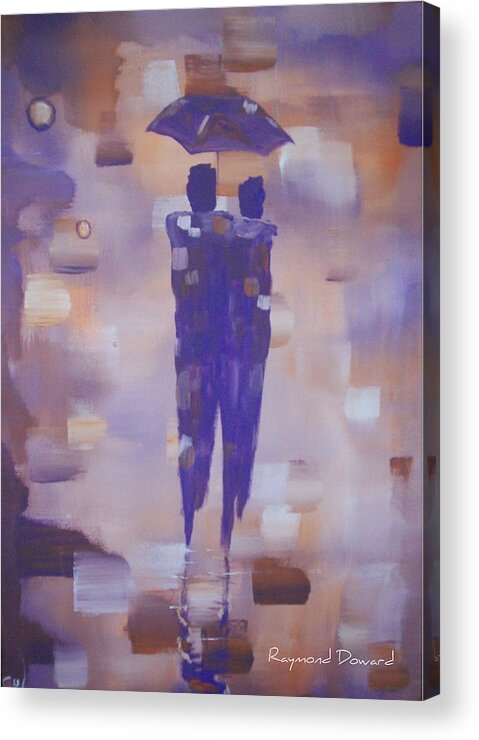 Art Acrylic Print featuring the painting Abstract Walk in the Rain by Raymond Doward