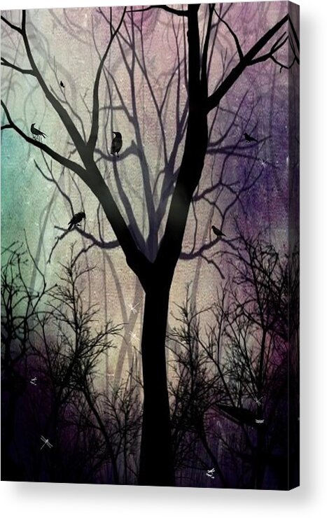 Trees Acrylic Print featuring the digital art After Twilight by Charlene Zatloukal