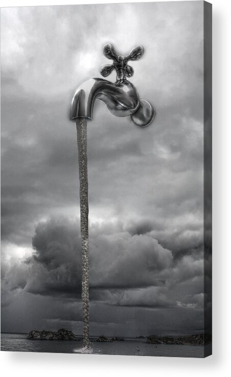 Water Acrylic Print featuring the digital art Agua sobre Suances by Angel Jesus De la Fuente