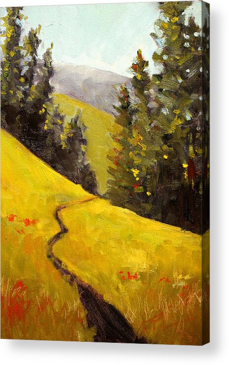 Northwest Landscape Painting Acrylic Print featuring the painting Along the Cascade Trail by Nancy Merkle