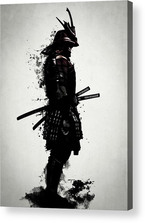 Samurai Acrylic Print featuring the mixed media Armored Samurai by Nicklas Gustafsson