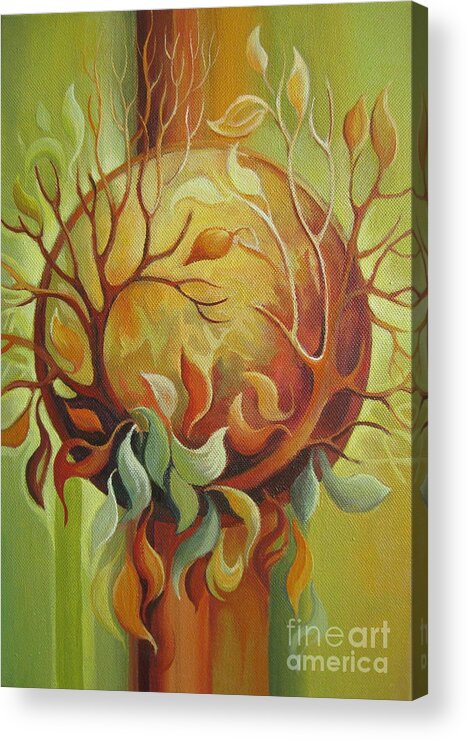 Tree Acrylic Print featuring the painting Autumn tree by Elena Oleniuc