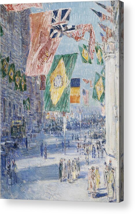 Childe Acrylic Print featuring the painting Avenue of the Allies Brazil Belgium by Childe Hassam