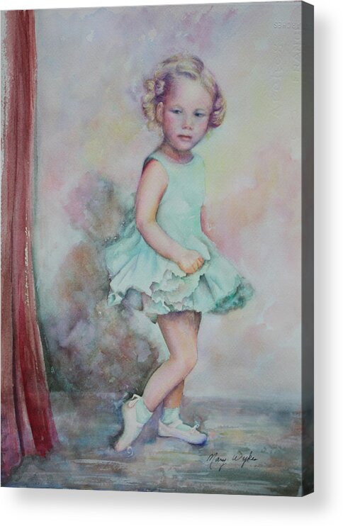 Watercolor Painting Acrylic Print featuring the painting Baby's Debut by Mary Beglau Wykes