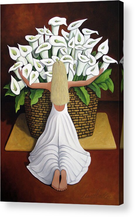 Garden Acrylic Print featuring the painting BaileyRae Lilies by Lance Headlee