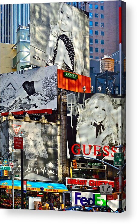Brigitte Bardot Acrylic Print featuring the photograph Bardot at Times Square by Gwyn Newcombe