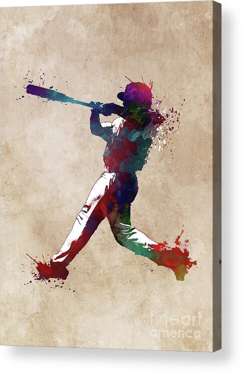 Baseball Player Acrylic Print featuring the digital art Baseball player 10 by Justyna Jaszke JBJart