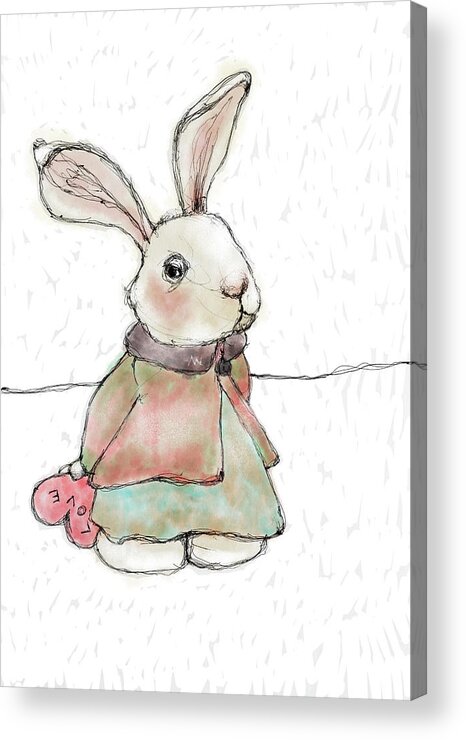 Bunny Acrylic Print featuring the digital art Bashful Bunny by AnneMarie Welsh