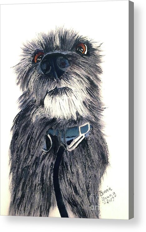 Dog Acrylic Print featuring the painting Beaker by Bonnie Young