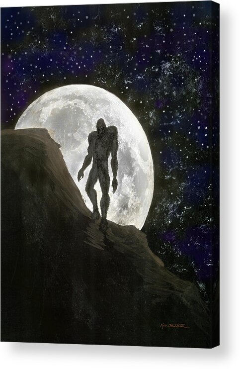 Beast Acrylic Print featuring the painting Beast at Full Moon by Kevin Middleton