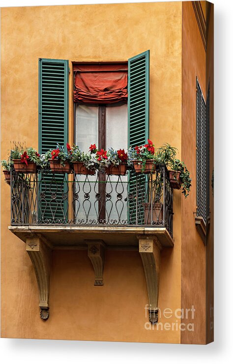 Bologna Acrylic Print featuring the photograph Beautiful traditional balcony by Sophie McAulay