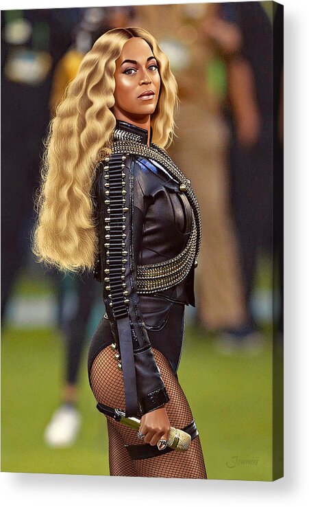 Beyonce Acrylic Print featuring the painting Beyonce Black Panther Drawing #2 by Jovemini J