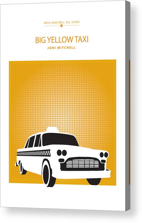 Rock And Roll All Stars Poster Acrylic Print featuring the digital art Big Yellow Taxi -- Joni Michel by David Davies