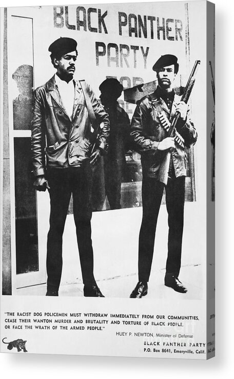 People Acrylic Print featuring the photograph Black Panther Poster, 1968 by Photo Researchers