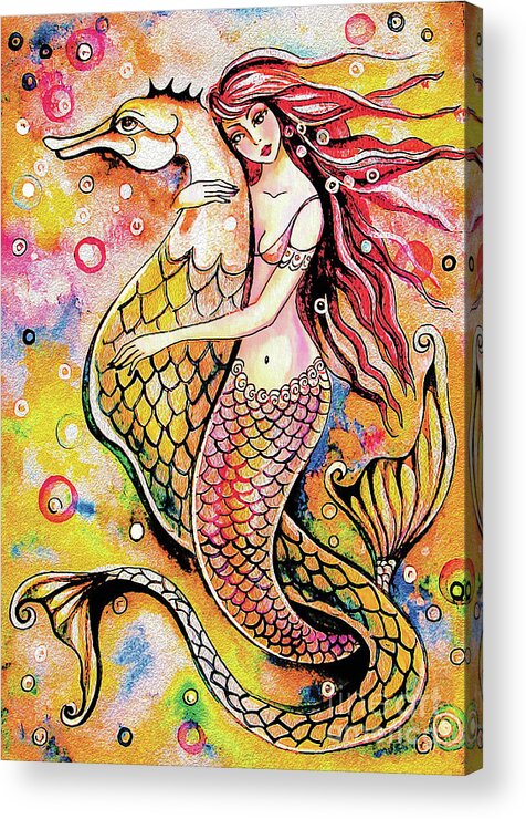 Sea Goddess Acrylic Print featuring the painting Black Sea Mermaid by Eva Campbell