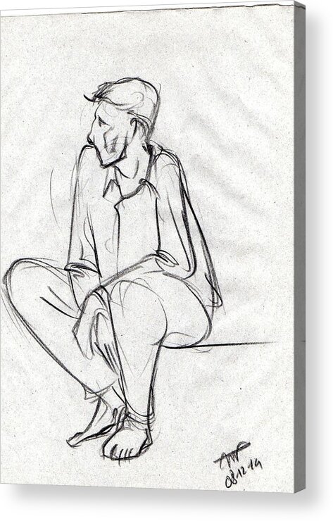Illustration line drawing man sitting hi-res stock photography and images -  Alamy