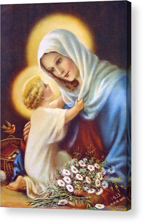 Mary Acrylic Print featuring the painting Blessed Virgin and Child by Artist Unknown