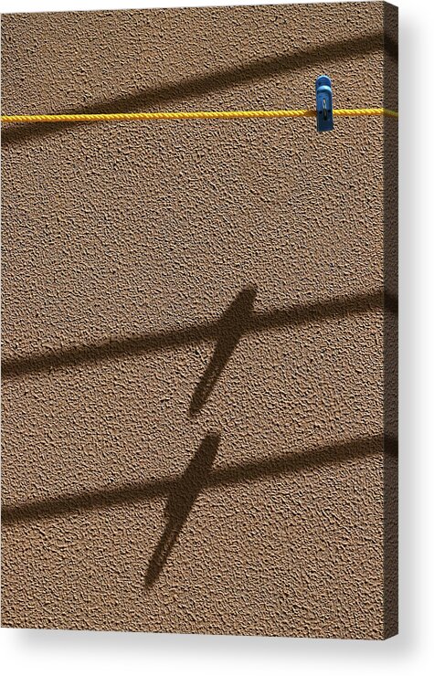Minimal Acrylic Print featuring the photograph Blue Clothespin Shadow by Prakash Ghai