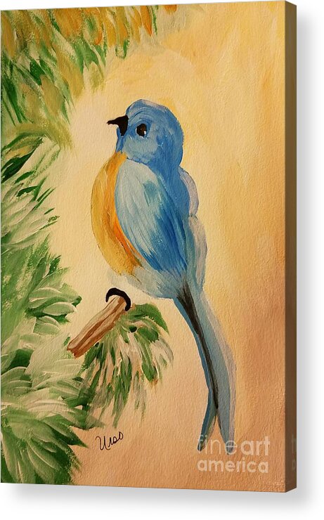 Bluebird Acrylic Print featuring the painting Bluebird by Maria Urso