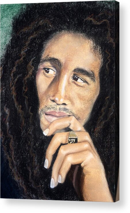 Bob Marley Acrylic Print featuring the drawing Bob Marley by Ashley Kujan