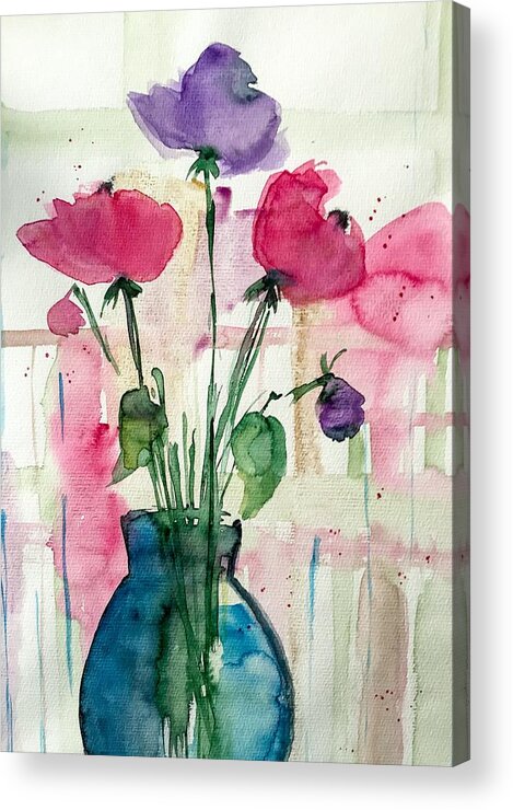 Bouquet Acrylic Print featuring the painting Bouquet 7 by Britta Zehm