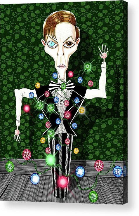 Tree Acrylic Print featuring the drawing Bowie Christmas Tree by Andrew Hitchen