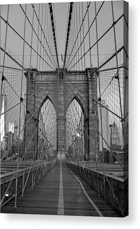 Brooklyn Bridge Acrylic Print featuring the photograph Brooklyn Bridge Tower by Adam Rainoff