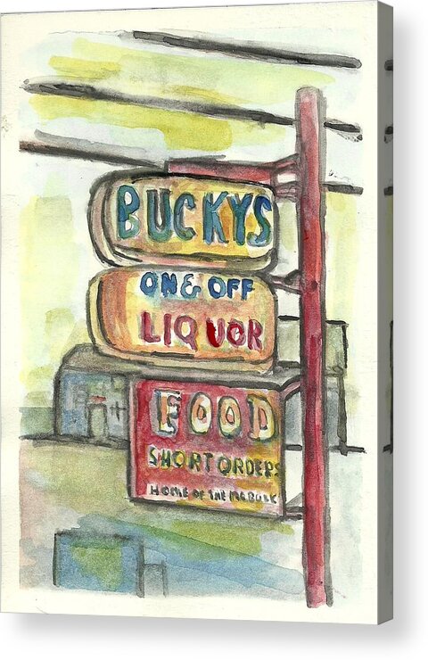Sign Acrylic Print featuring the painting Buckys by Matt Gaudian