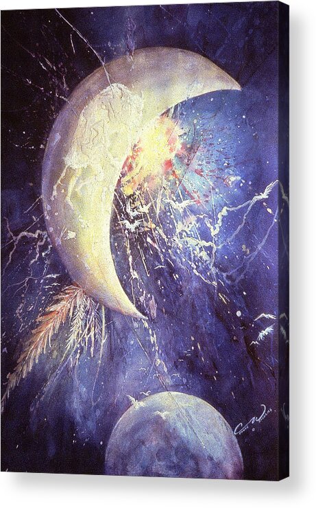 Native American Acrylic Print featuring the painting Buffalo Half-Moon by Connie Williams