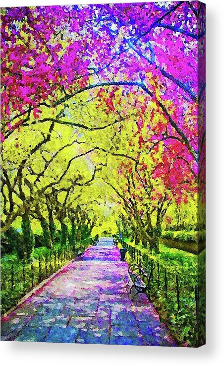 Spring New York Acrylic Print featuring the painting Central Park, New York - 01 by AM FineArtPrints