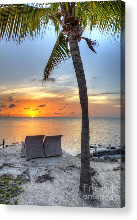 Chairs Acrylic Print featuring the photograph Chairs Sunset by Bruce Bain