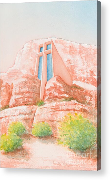 Chapel Acrylic Print featuring the painting Chapel in the Rock by Sandra Neumann Wilderman