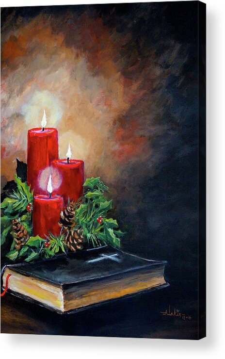 Christmas Acrylic Print featuring the painting Christmas Candles by Alan Lakin