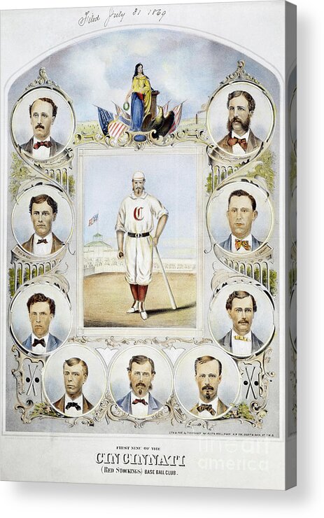 1869 Acrylic Print featuring the photograph Cincinnati Baseball Team, 1869 by Granger