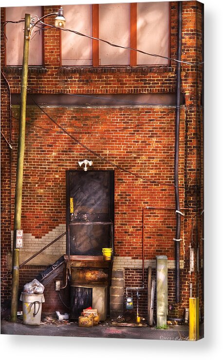 Savad Acrylic Print featuring the photograph City - Door - The back door by Mike Savad