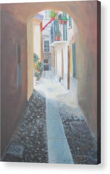 Italy Acrylic Print featuring the painting Cobblestone Alley by Paula Pagliughi