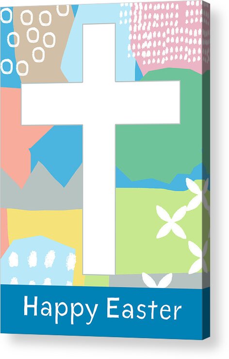 Easter Acrylic Print featuring the mixed media Contemporary Easter Cross- Art by Linda Woods by Linda Woods