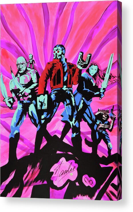 Galaxy Acrylic Print featuring the painting Cosmic Guardians of the Galaxy 2 by Nicole Burnett