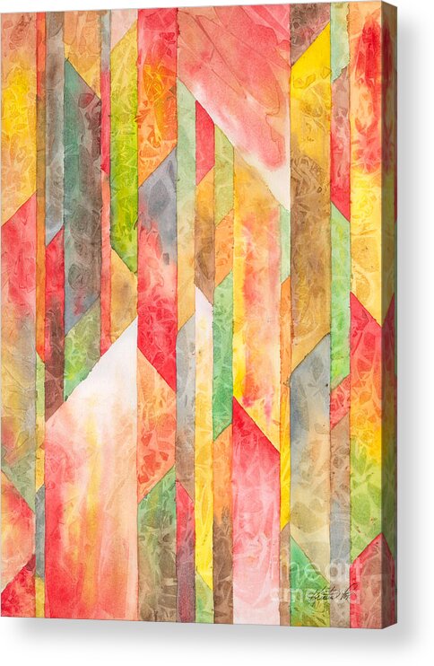 Artoffoxvox Acrylic Print featuring the painting Crystal Colors Watercolor by Kristen Fox