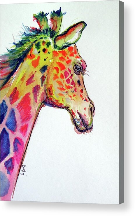 Cute Colorful Giraffe Acrylic Print By Kovacs Anna Brigitta