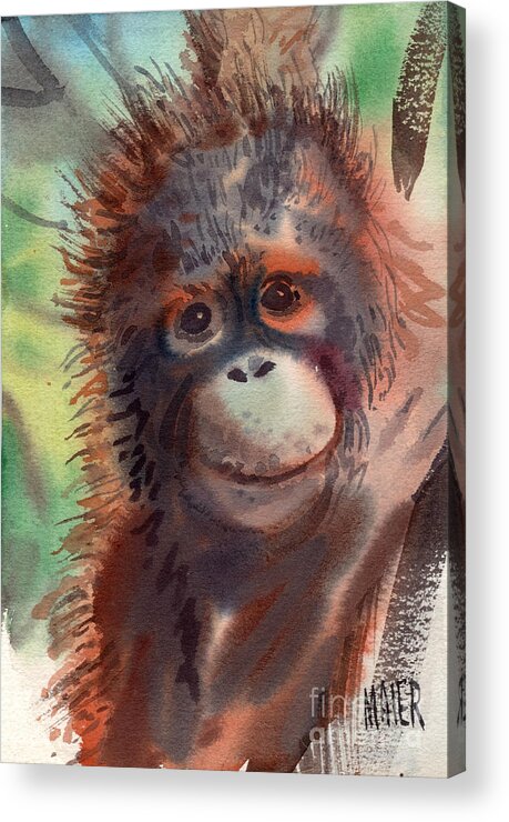 Orangutans Acrylic Print featuring the painting My Precious by Donald Maier